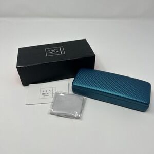 NEW Alain Mikli Hard Shell Eyeglass Case Carbon Fiber-Like Texture W/ Box Teal